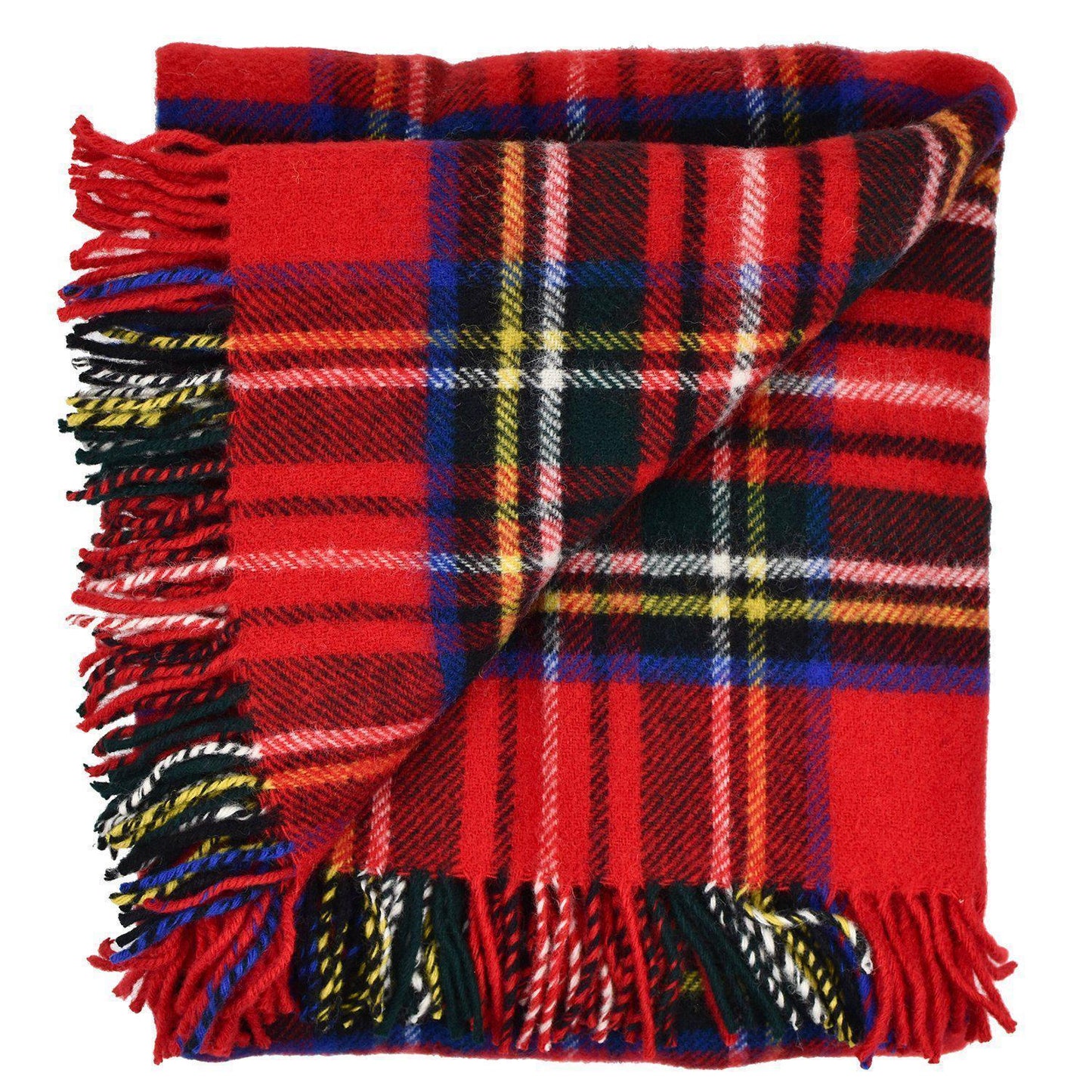 Highland Tweeds Pure New Wool Fluffy Throw - Royal Stewart