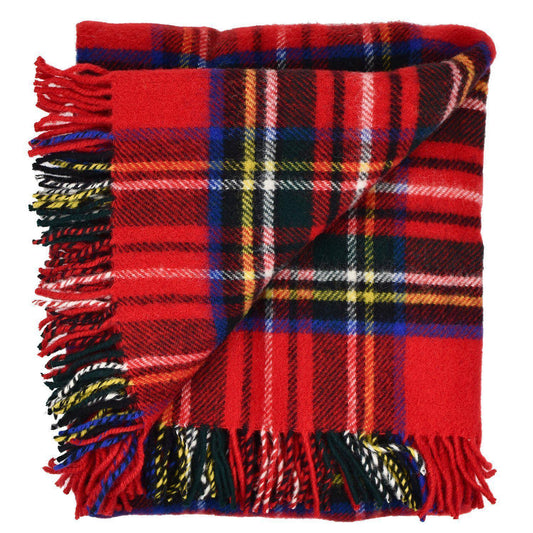 Highland Tweeds Pure New Wool Fluffy Throw - Royal Stewart