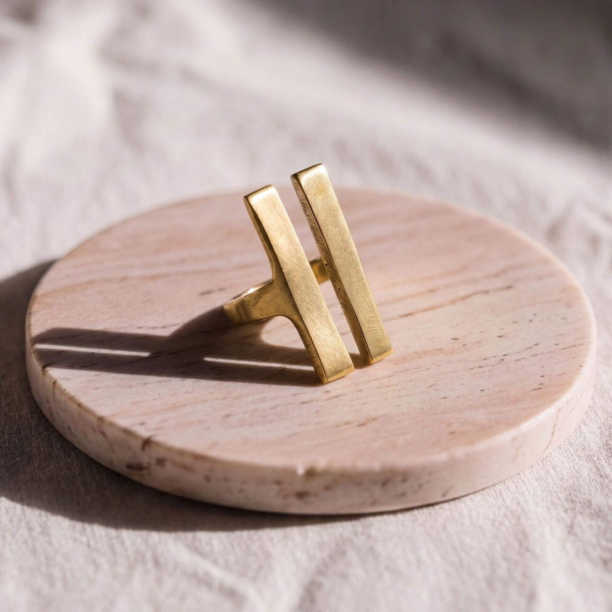 Parallel Double Band Brass Ring | Simba