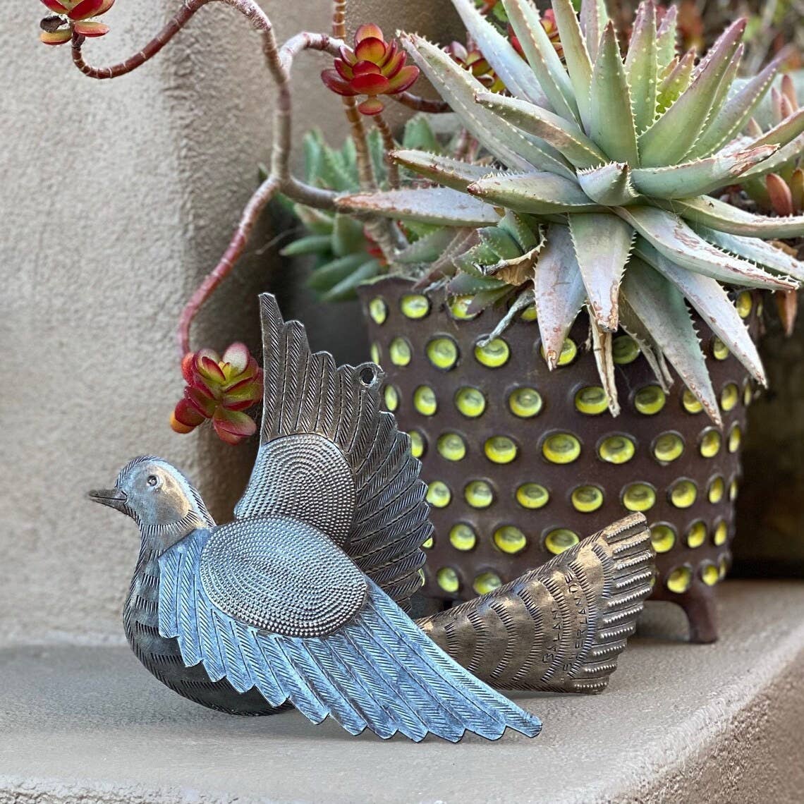 Haitian Metal Doves, Table Top or Wall Art 10 1/2" x 7 1/2"