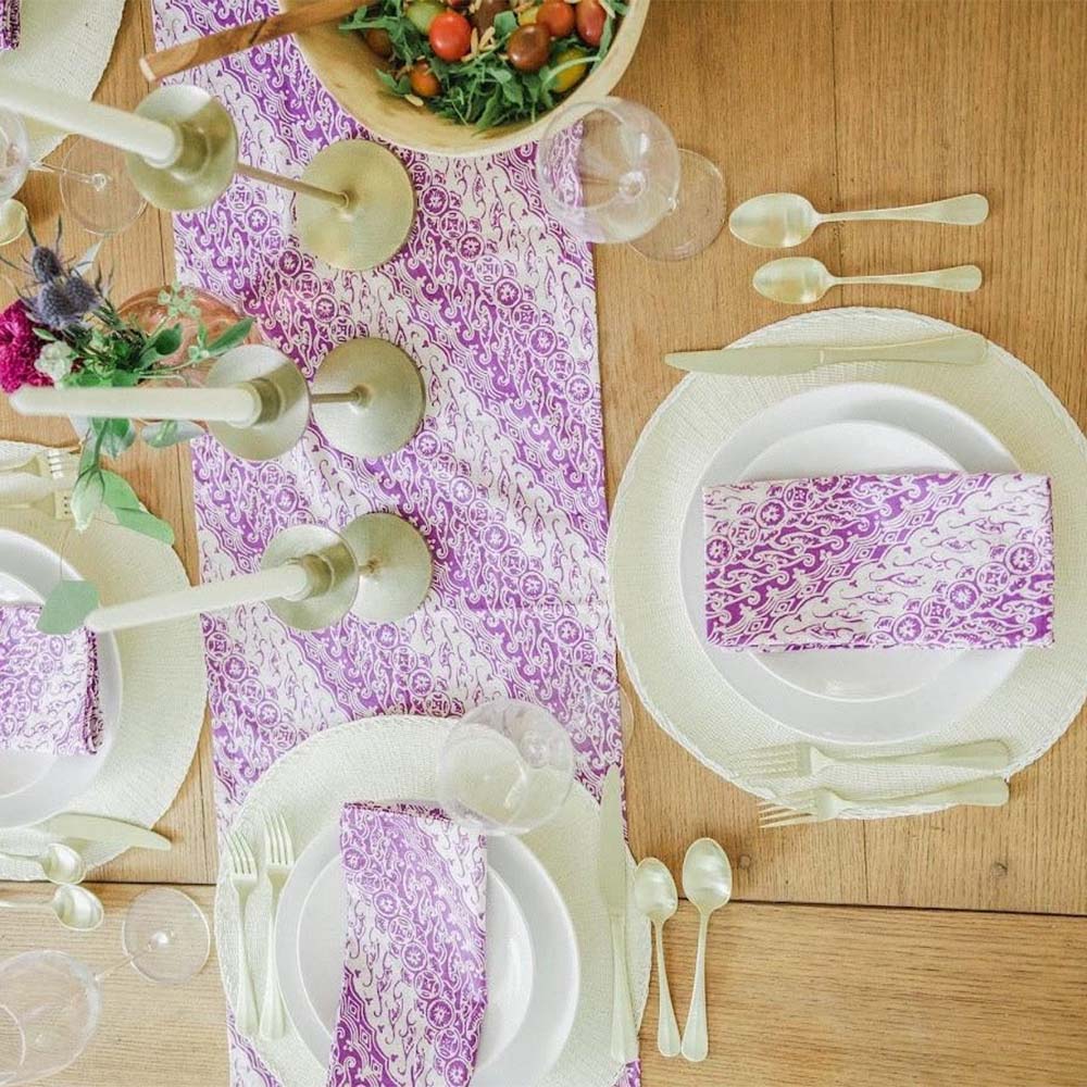 Batik Table Runner, Purple Blade, Hand Dyed, 100% Cotton
