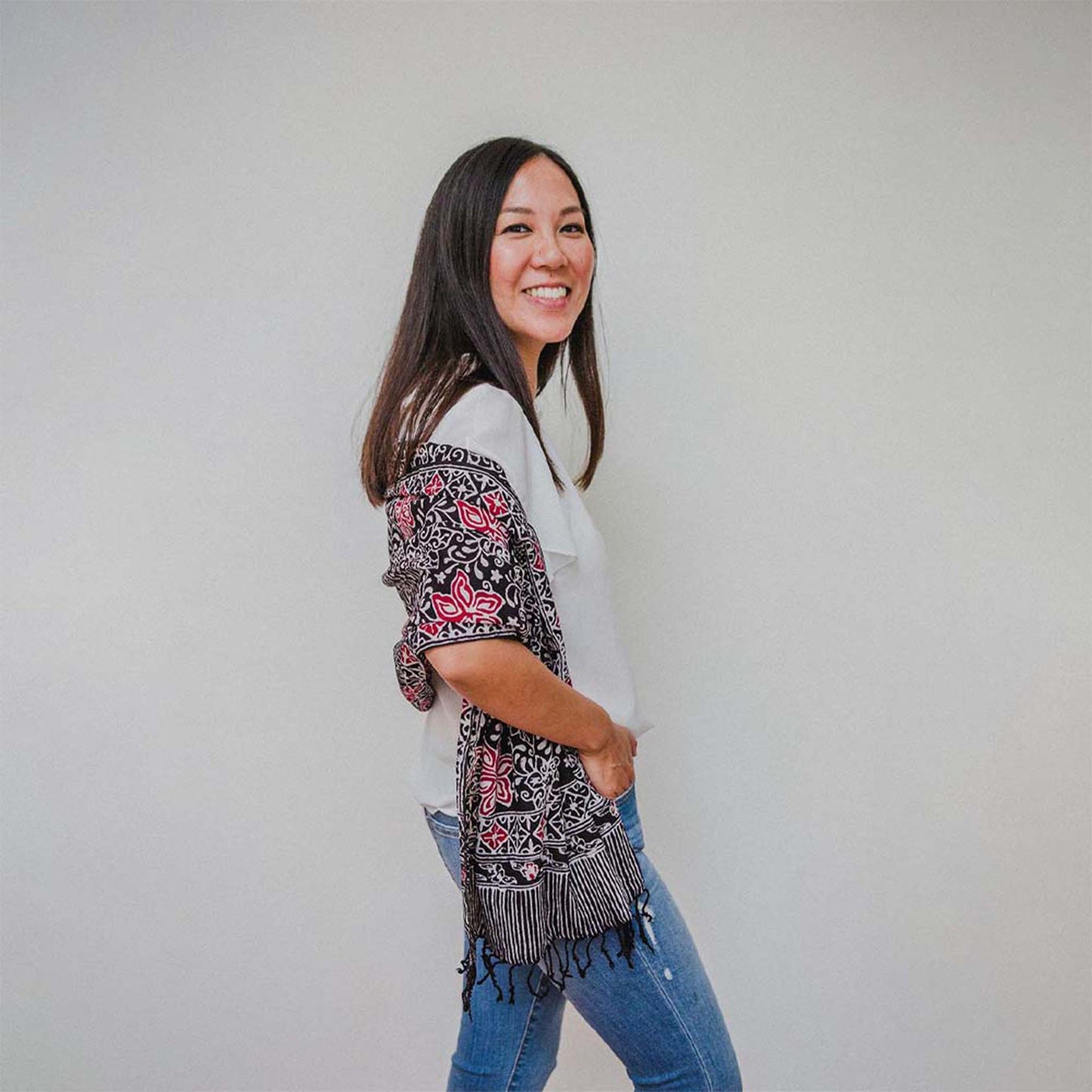 Hand Dyed Batik Scarf - Floral Star