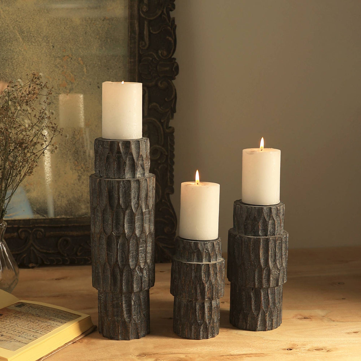 Decorative Candle Holder | Wooden Candle Stand | Elegant Home Accent Piece