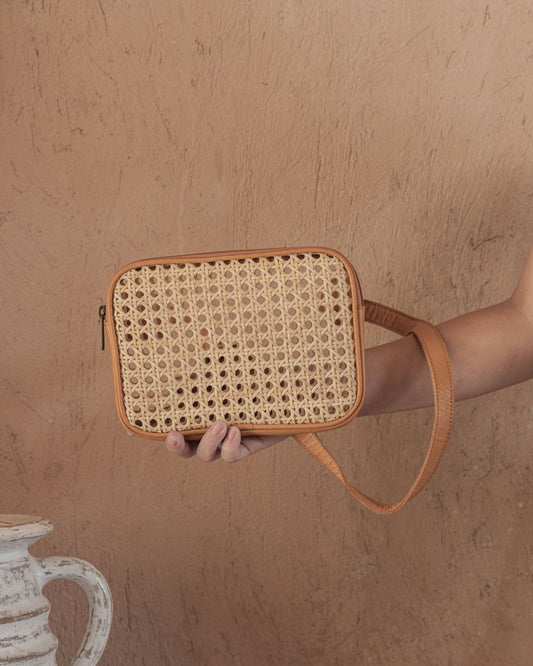 Vera Leather and Cane Belt Bag