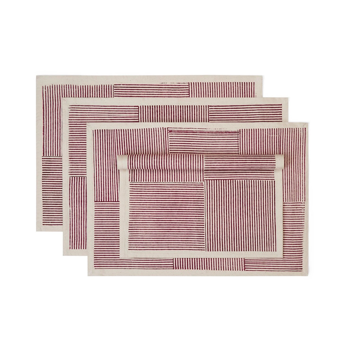Hand Block Printed Cotton Placemats | 14″ × 20″ | Set of 4 | Fair Trade | FIELDLINE