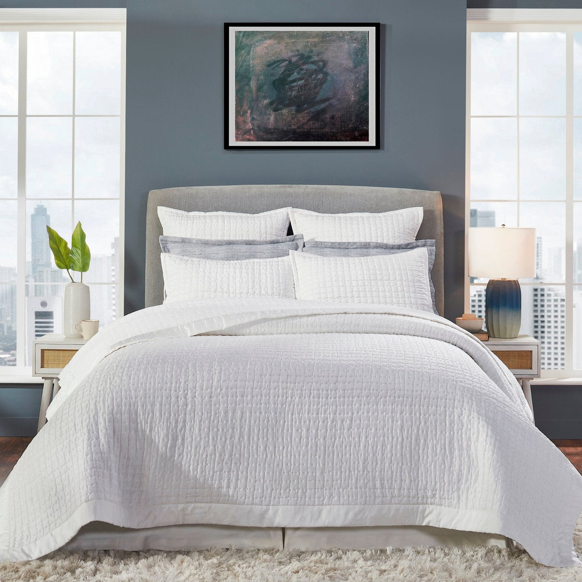 Malibu Square Quilted Silk Coverlet