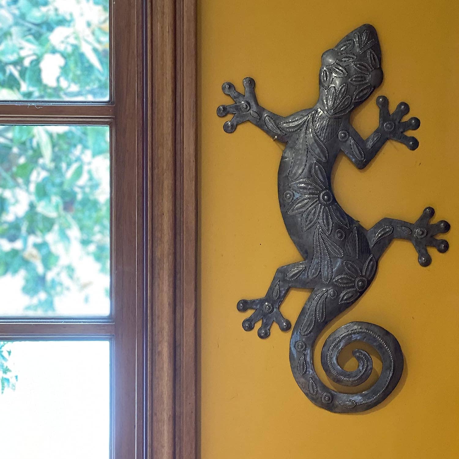 Geckos, Handmade From Recycled Steel Drum Barrels 17.5" x 9"