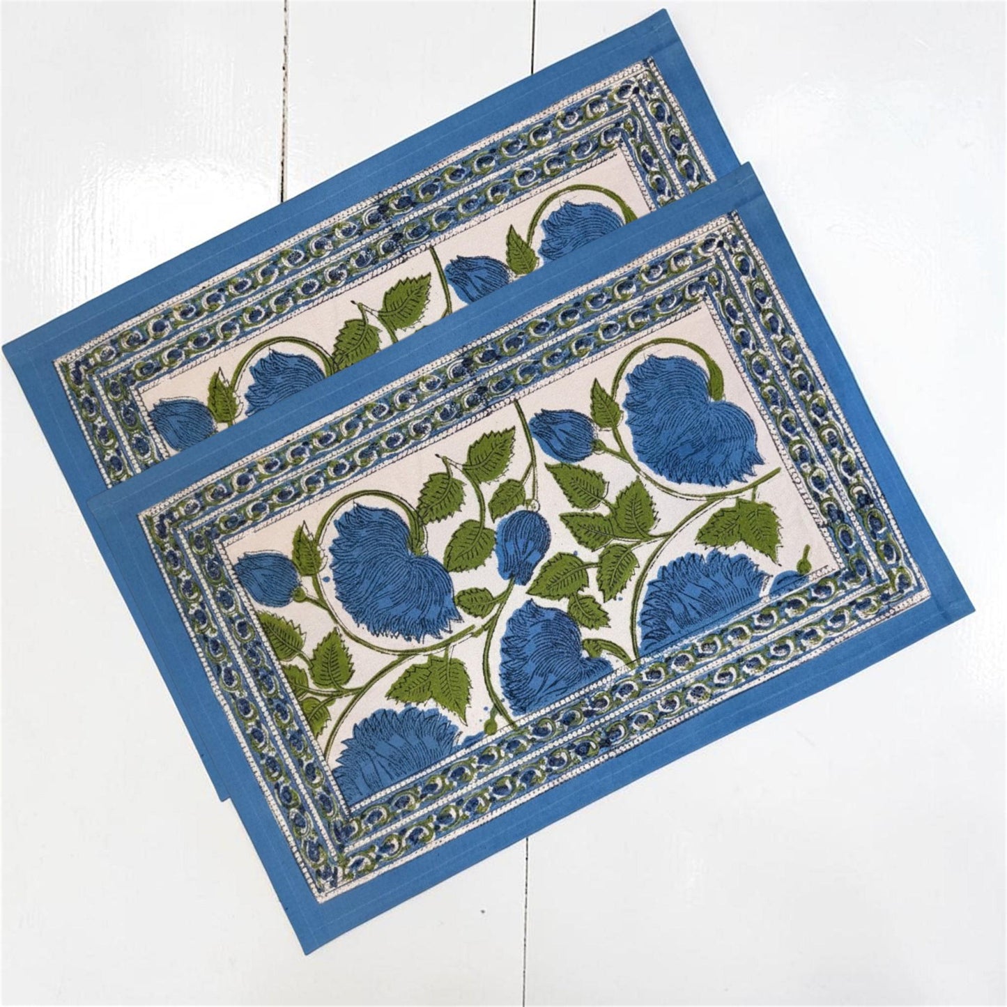 S/4 Hand Block Print Placemat & Napkin