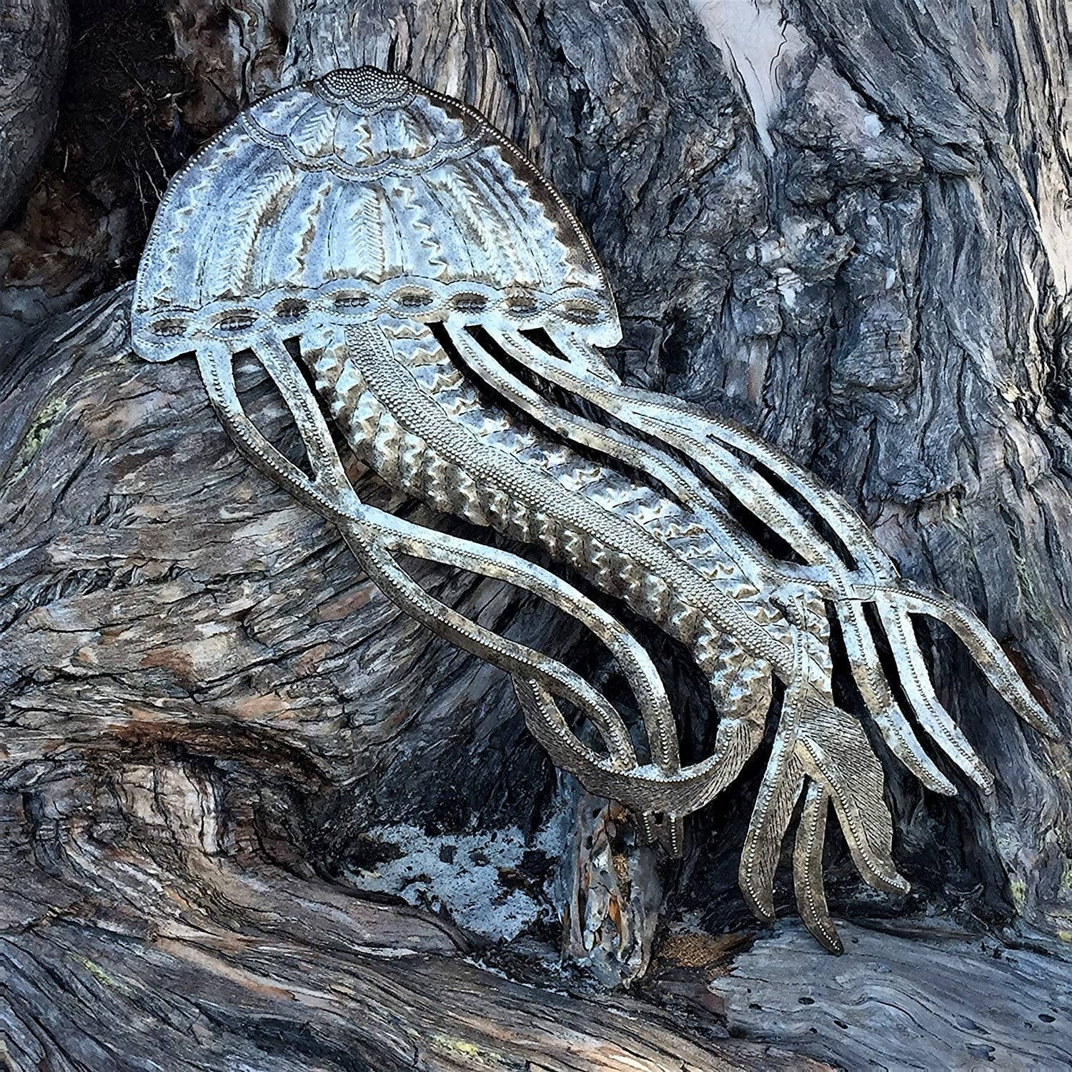 JellyFish Nautical Beach Theme Art, Handmade  7" x 17"