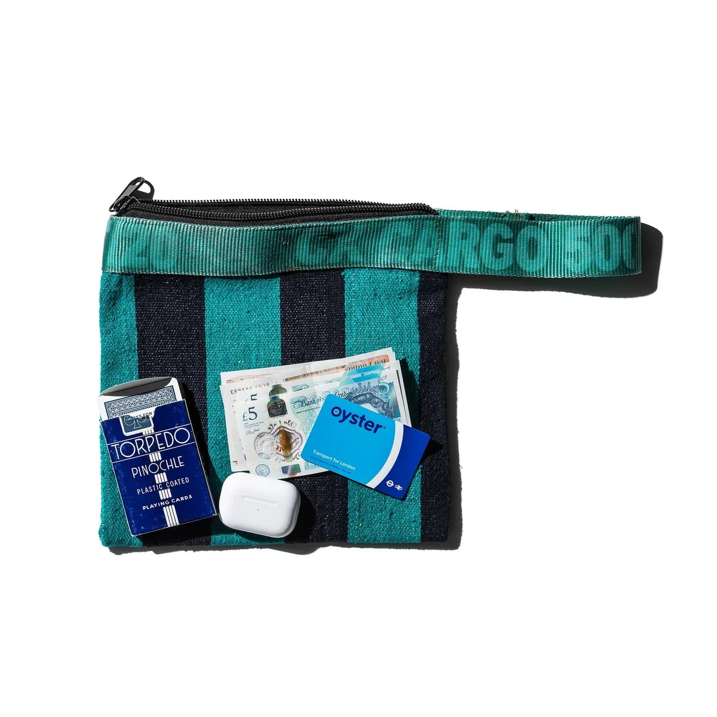 Rug Pouch in Turquoise x Navy Blue