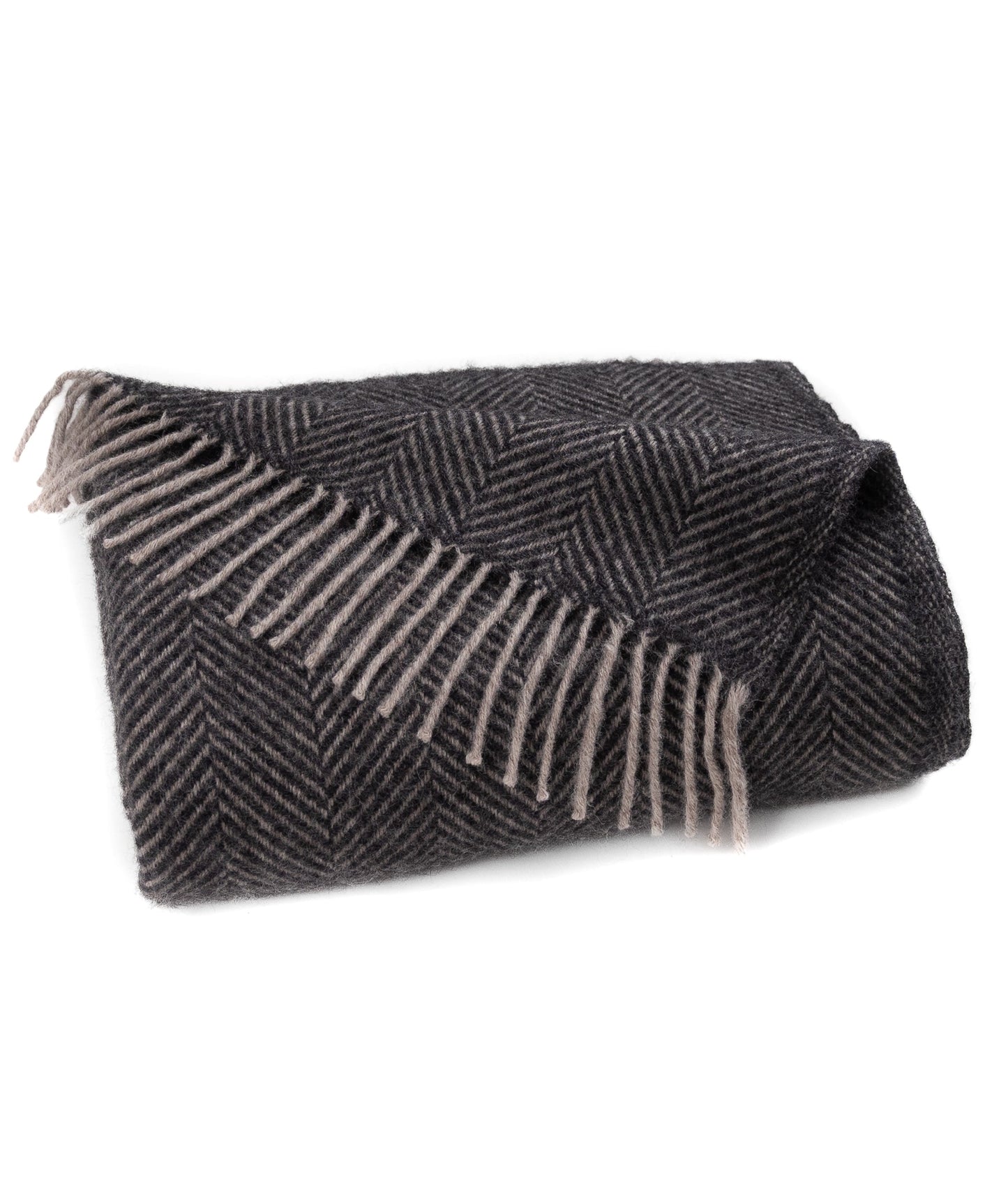 Highland Tweeds Herringbone  Pure New Wool Throw - Charcoal