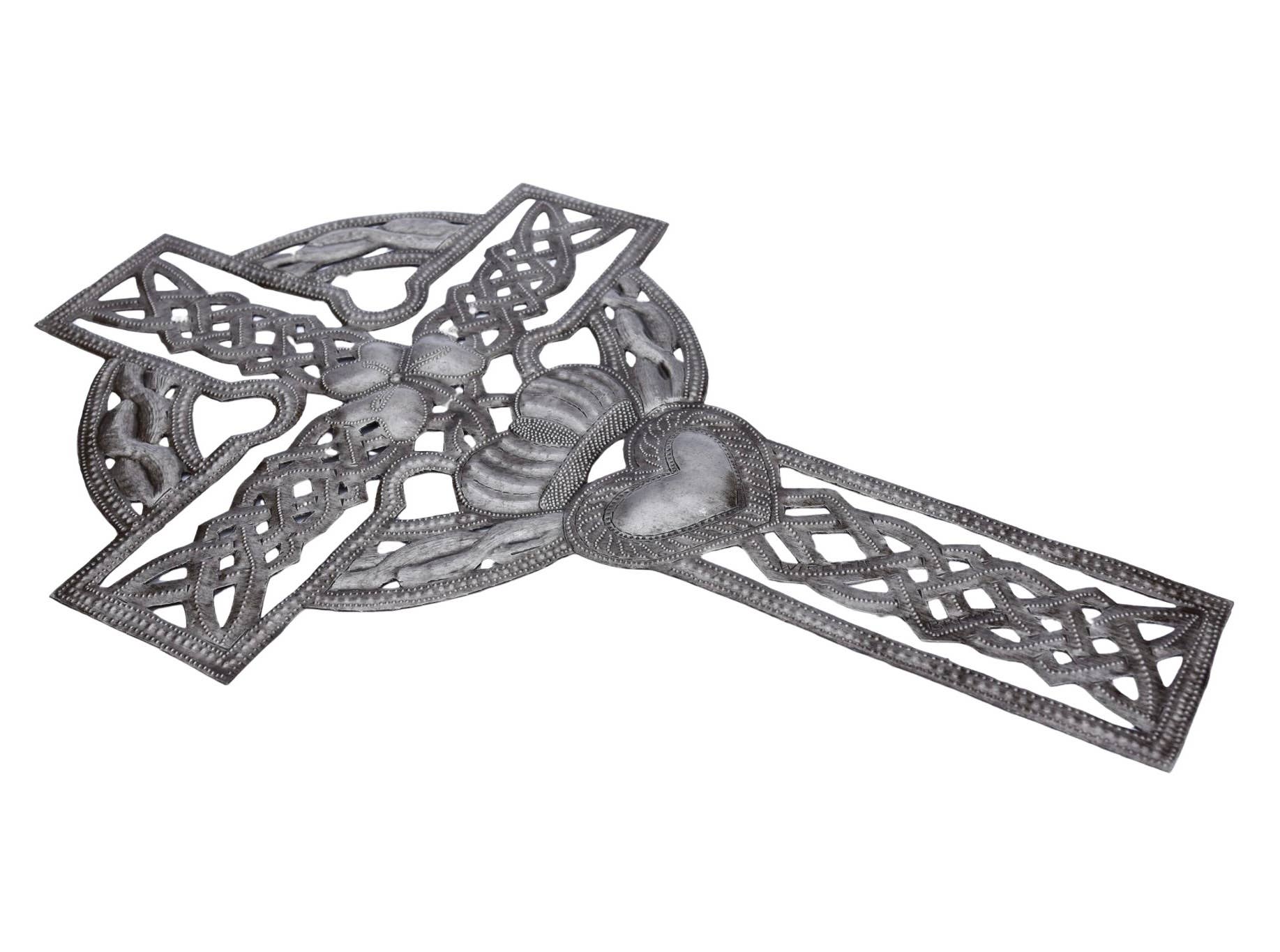Metal Celtic Cross Wall Hanging – Handmade from Recycl