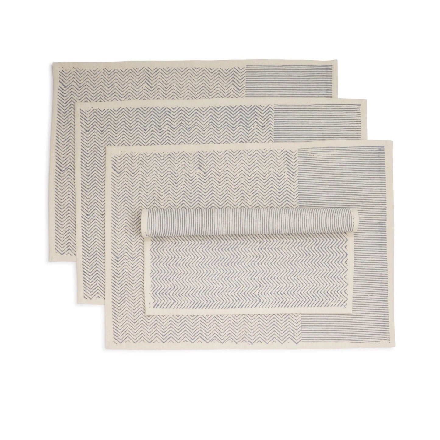 Kora Cotton Placemats, Set of 4 | Hand Block Printed | Fair Trade & Artisan Made | Block Duo