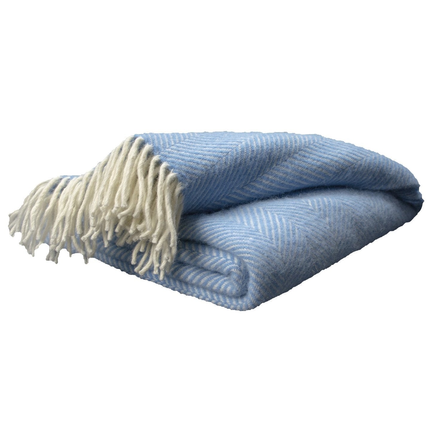 Highland Tweeds Herringbone Pure New Wool Throw - Sky Blue