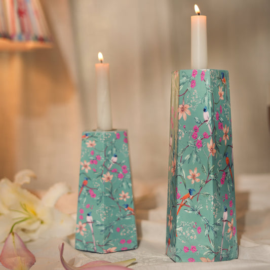 Aqua Flora Hexagonal Candleholder