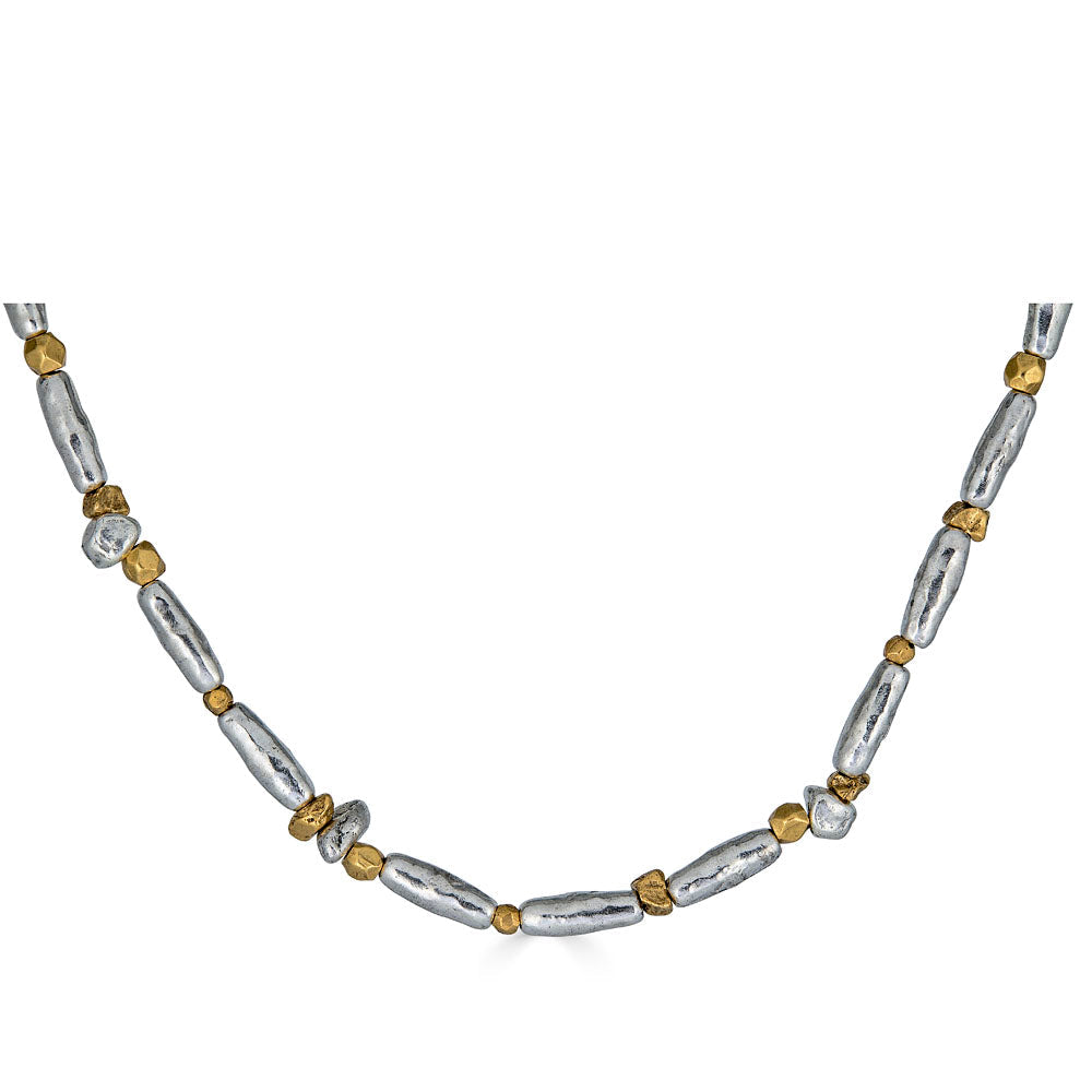 Mixed Metal Organic Bead Necklace