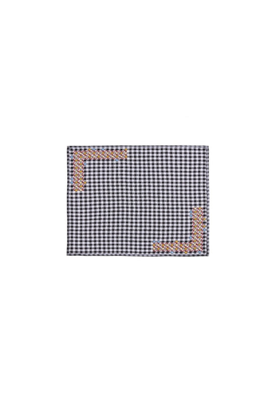 S/2 Estrellas Embroidered Placemat - Black