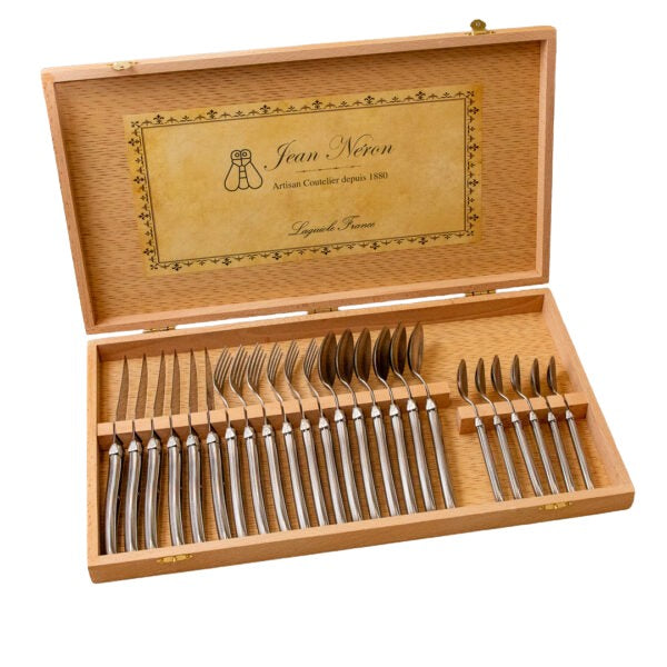 Laguiole 24 Piece Flatware Set, Stainless Steel in Wood Presentation Box