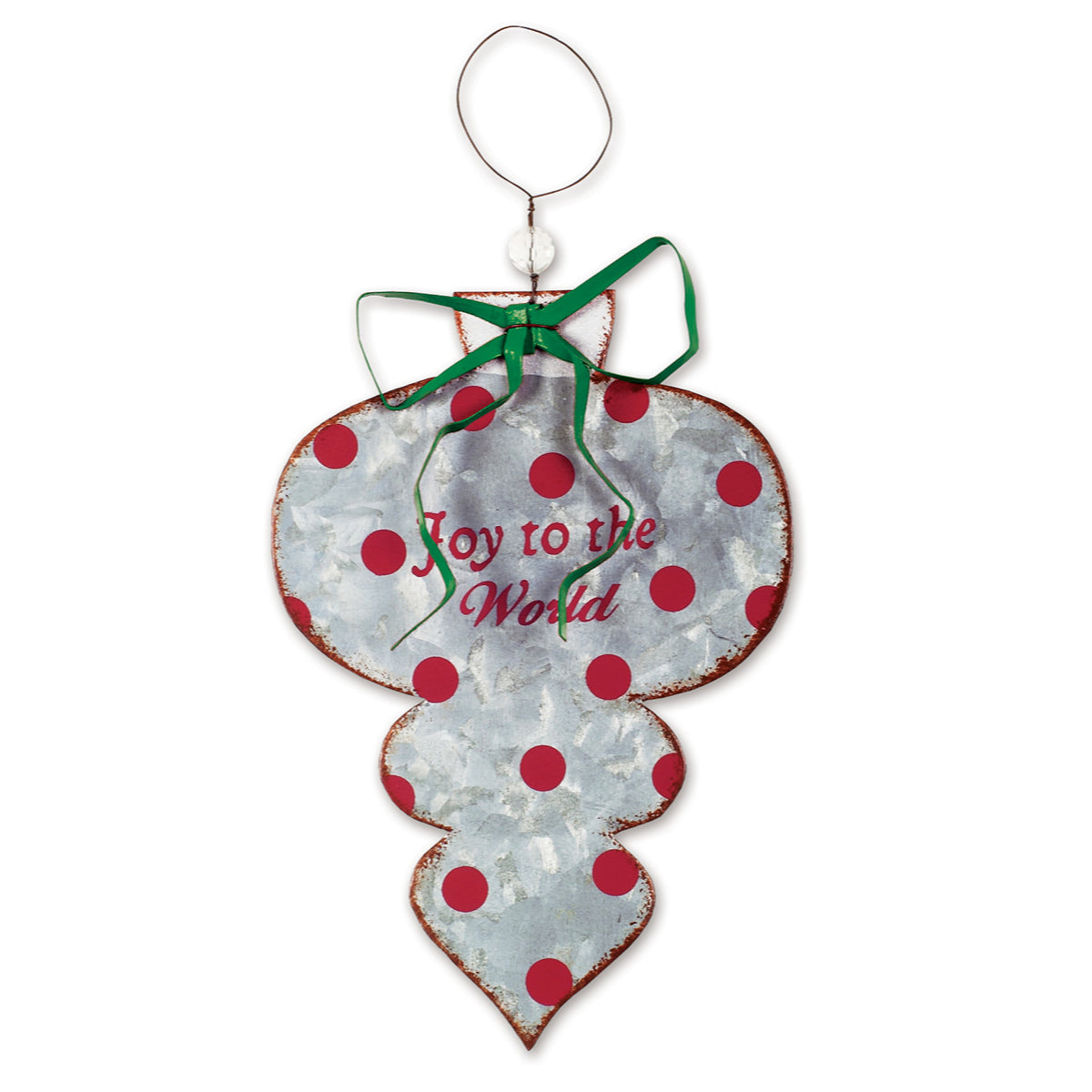 Festive Farmhouse Galvanized Metal Bauble Ornaments - Set of 3