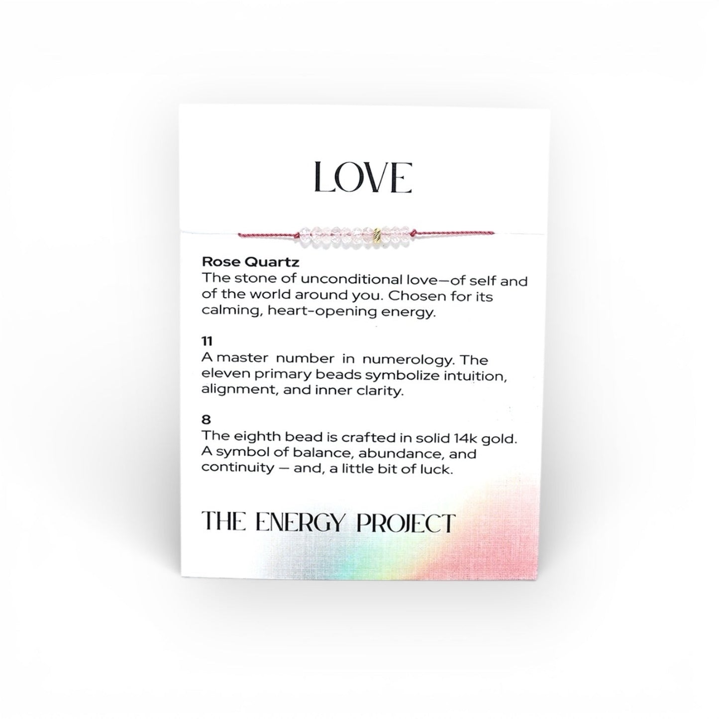 The Energy Project - Love Bracelet – Rose Quartz & Solid 14K Gold Bead