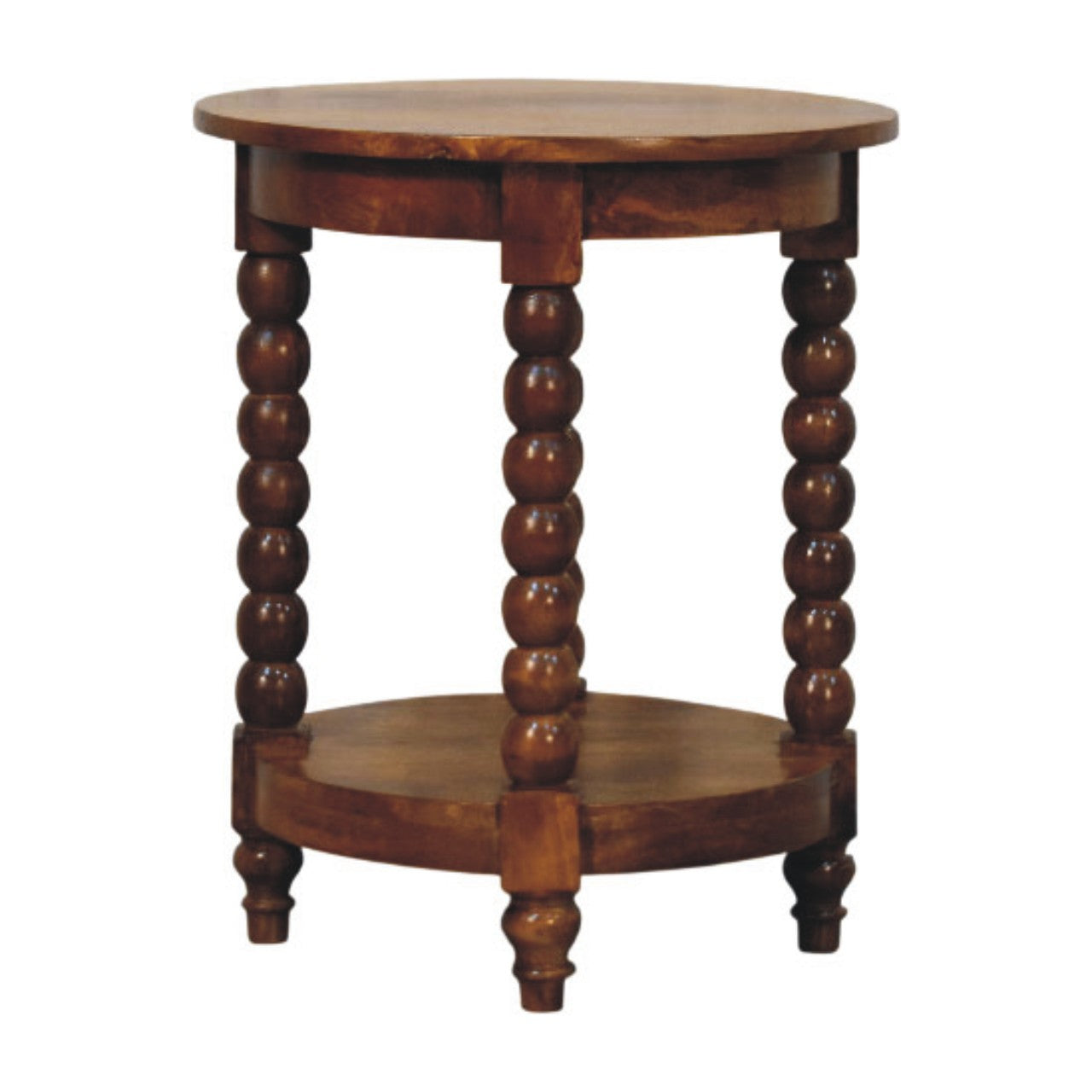 Solid Wood Spindle Round Side Table