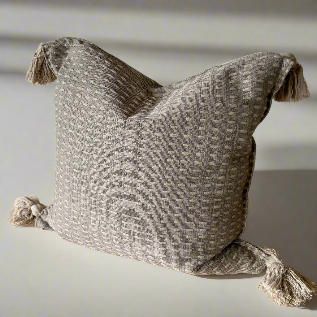 Cotton Tassel Pillow with Oaxaca Weave