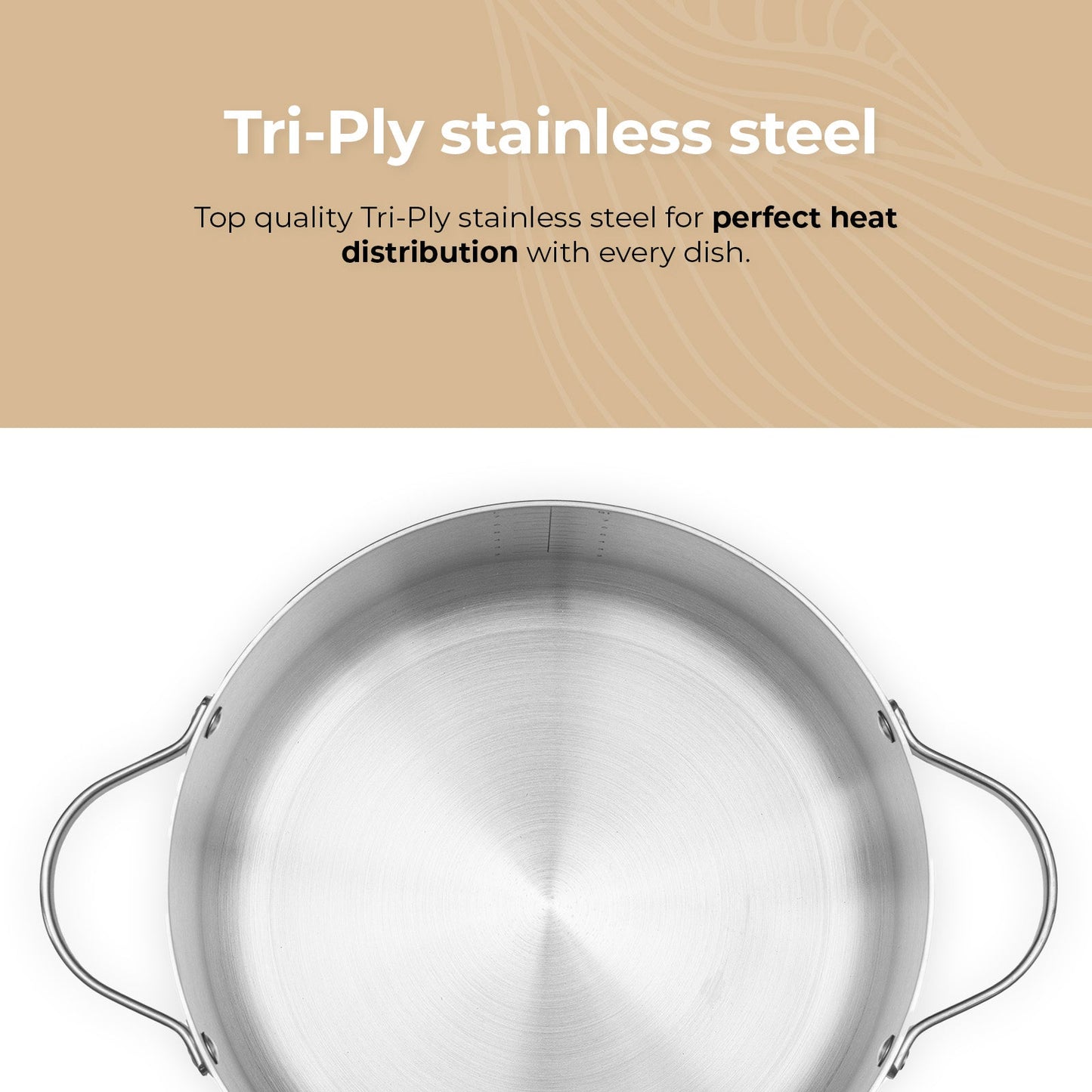 BE | LIVING - Essential Series - 8 qt / 26 cm Stock Pot with lid - Triply Stainless Steel