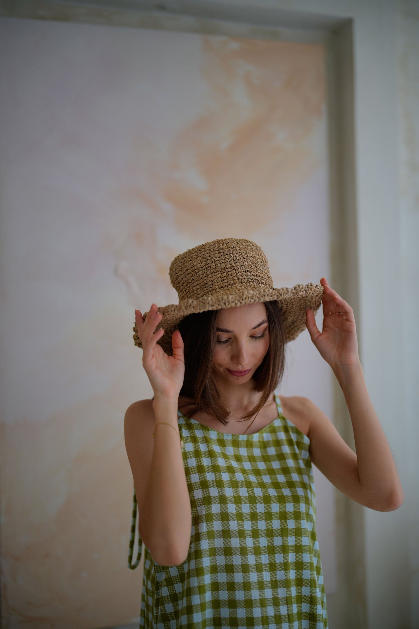 Maya Dress in Gingham Green