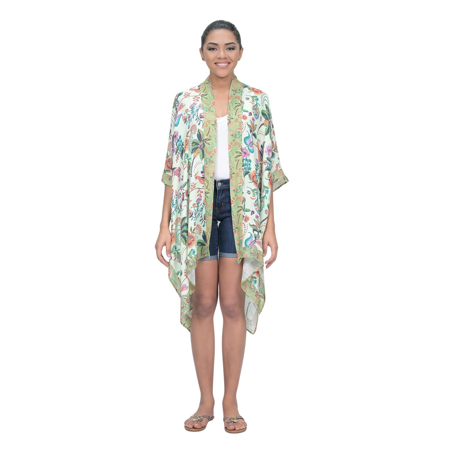 Charming Floral Kimono - Light Green