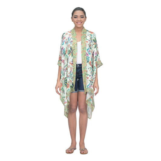Charming Floral Kimono - Light Green