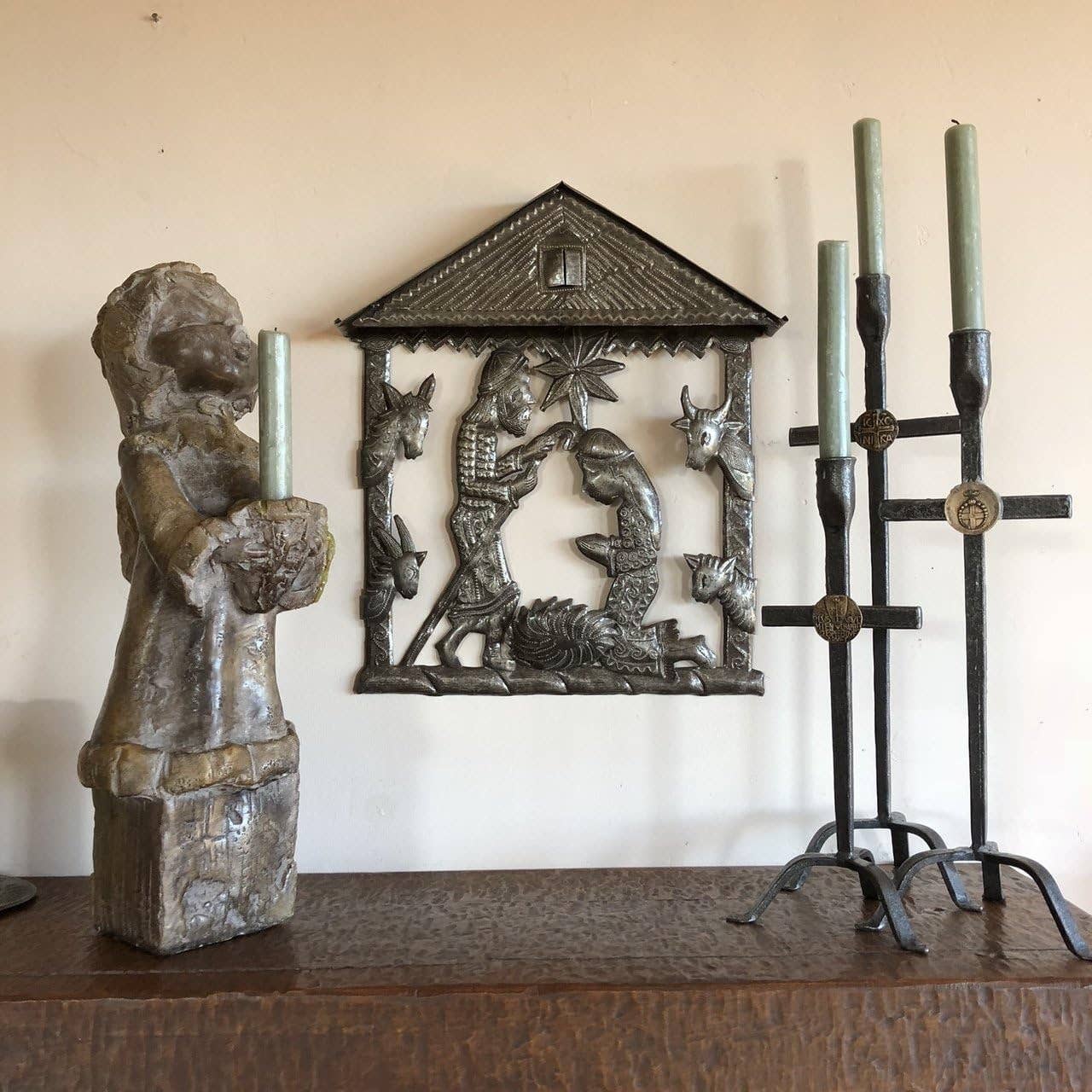 Handmade Haitian Nativity Scene – Holy Family Metal Art