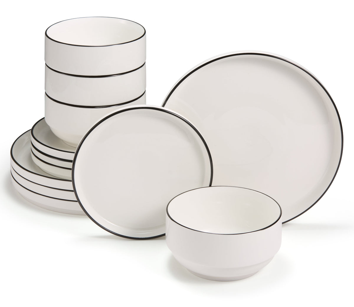 Dinnerware Set, 12 Piece Service for 4, Ceramic, Cambridge Classics