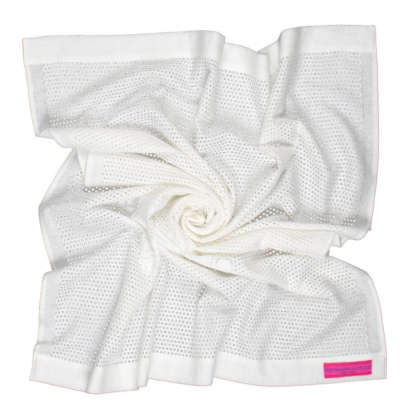 Southampton Home Lace Weave Teddy Bear Baby Blanket - White
