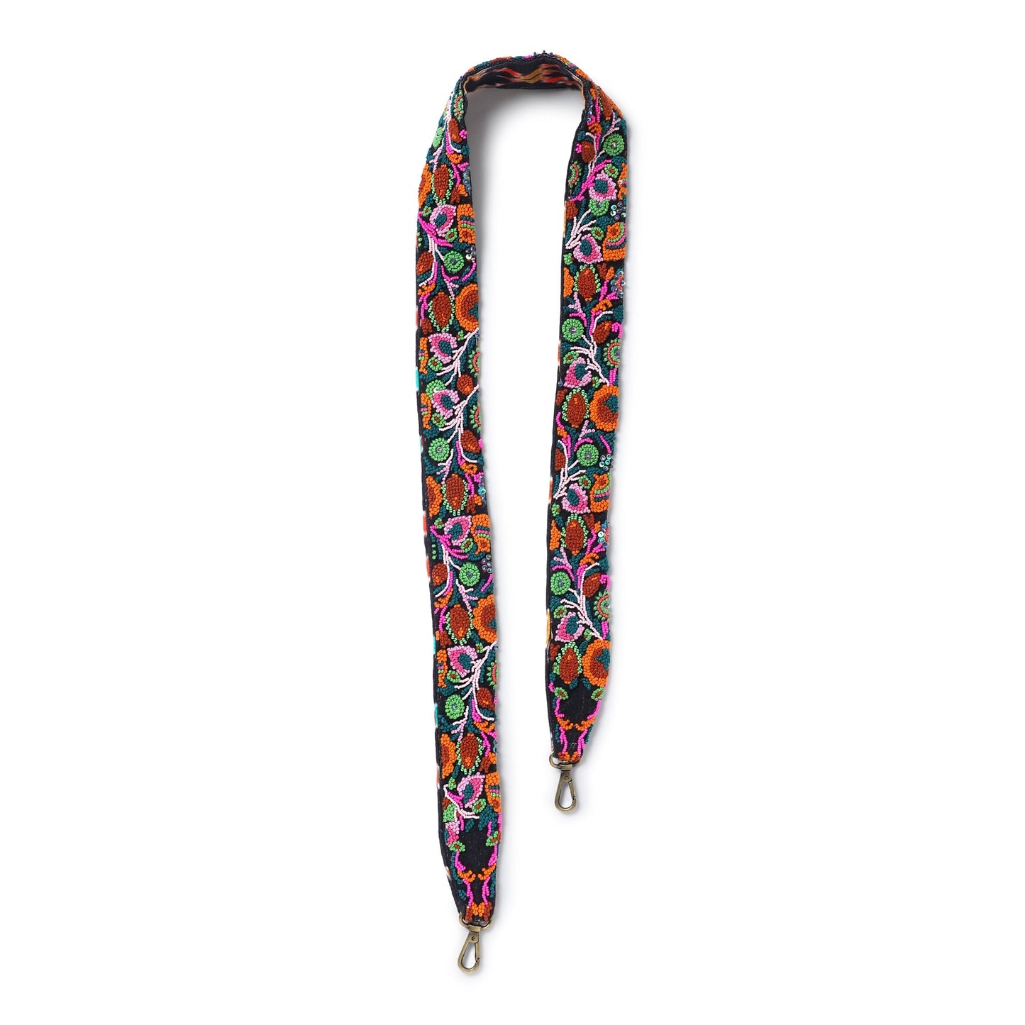 Floral Embroidered Strap - Black