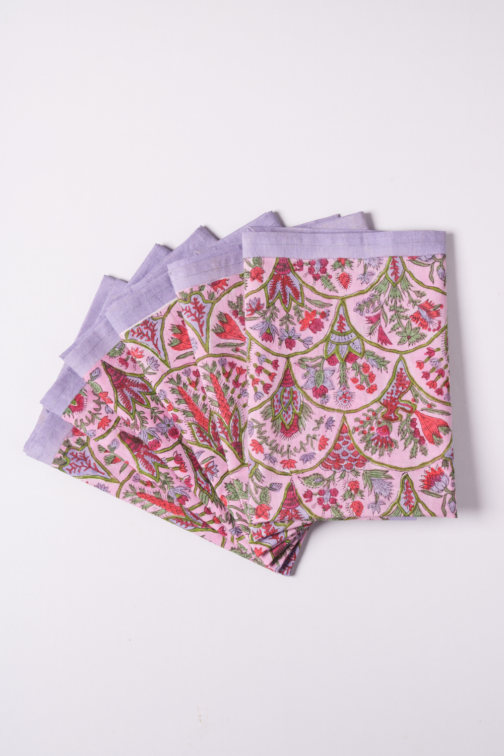 Pink Arch Blockprint Napkins, Set of 4