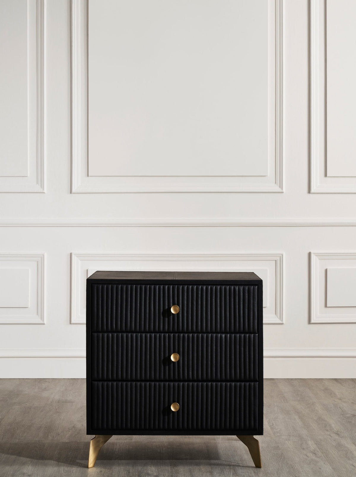 Stanford Three Drawer Leather Side Table