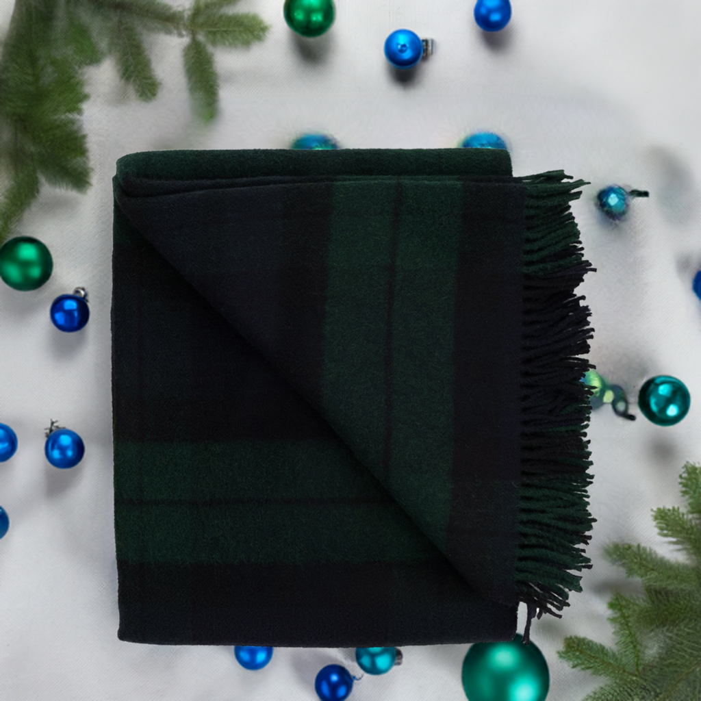 Highland Tweeds Shetland Lambswool Throw (Black Watch)