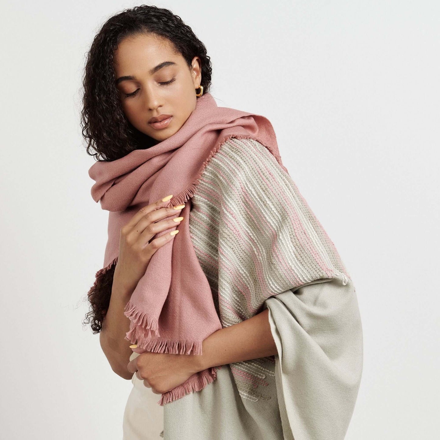 Chive Pink Green Ombre Handloom Merino Throw