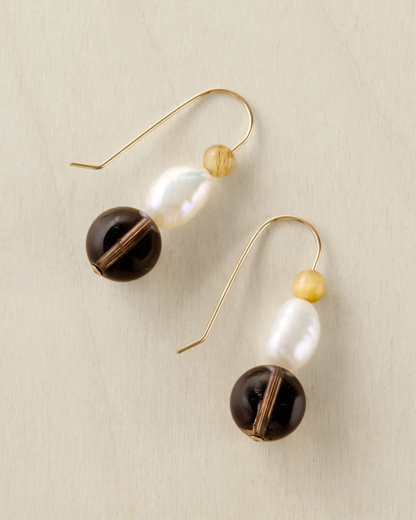 Slate & Pearl Earrings | Gold Fill