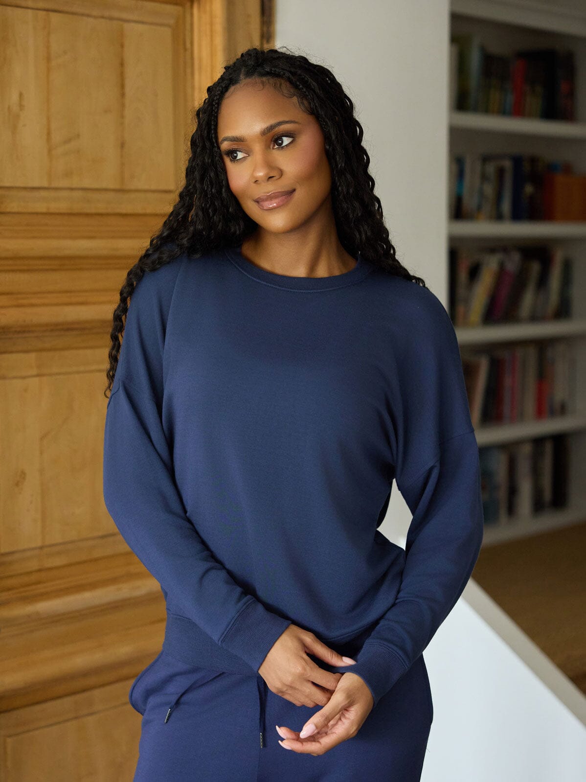 Cathy Boyfriend Feather Fleece Pullover