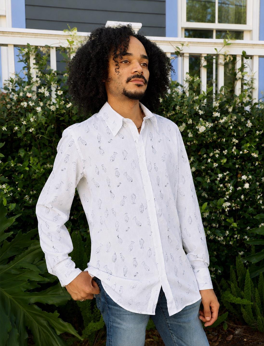 Fresh Catch Organic Cotton Men's Button Down Shirt