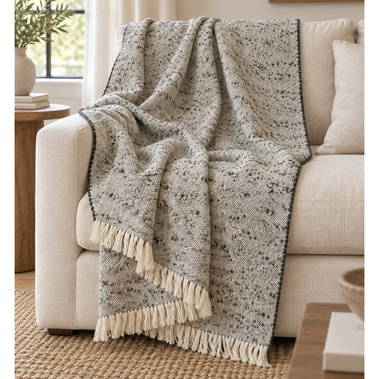 Chunky Gray Weave Alpaca Throw