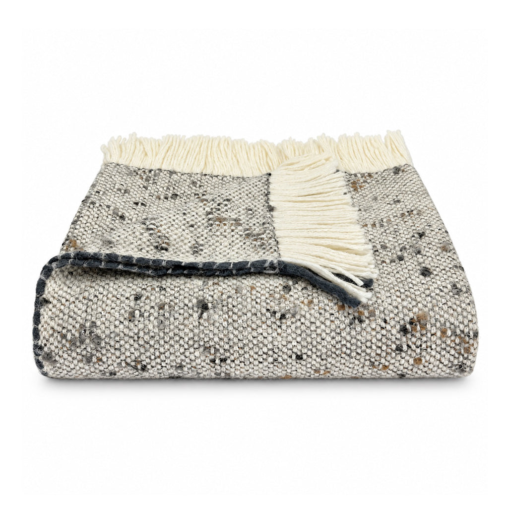 Chunky Gray Weave Alpaca Throw