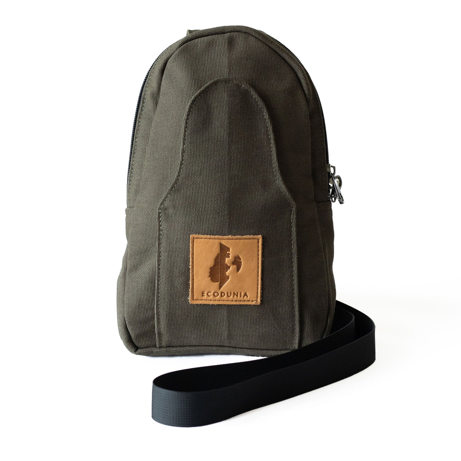 Buru small canvas crossbody sling bag in green #color_green