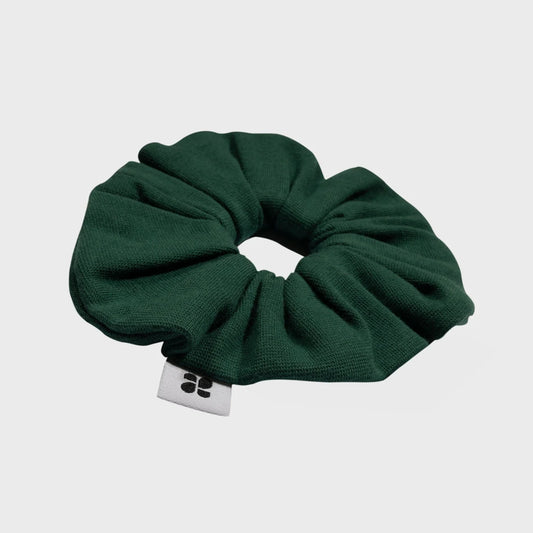 Green upcycled hair scrunchie eco friendly hair accessory