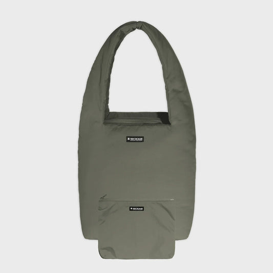 Grey vegan shoulder bag and pouch eco friendly fashion set