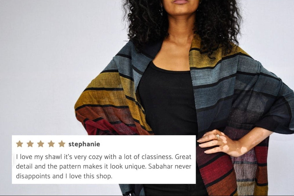 hassate shawl with five star customer review