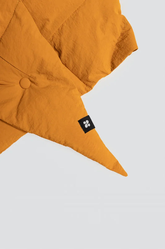 Amber yellow vegan winter capuche made from recycled materials with stitched detailing and logo tag. - The New Orchard - Amber Yellow