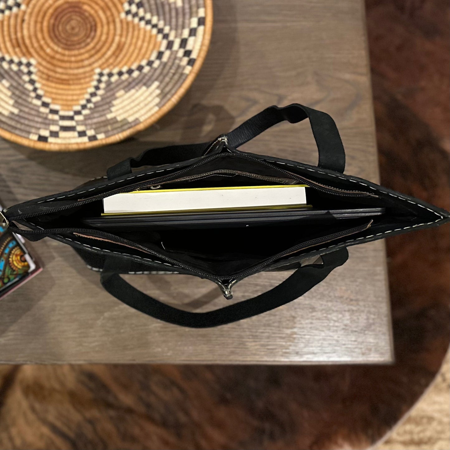 Seamed Leather Tote (Black)