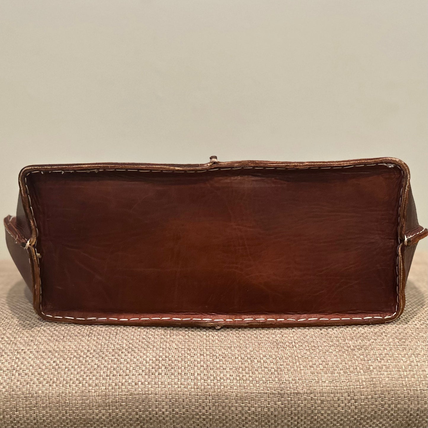 Seamed Leather Tote (Cognac)